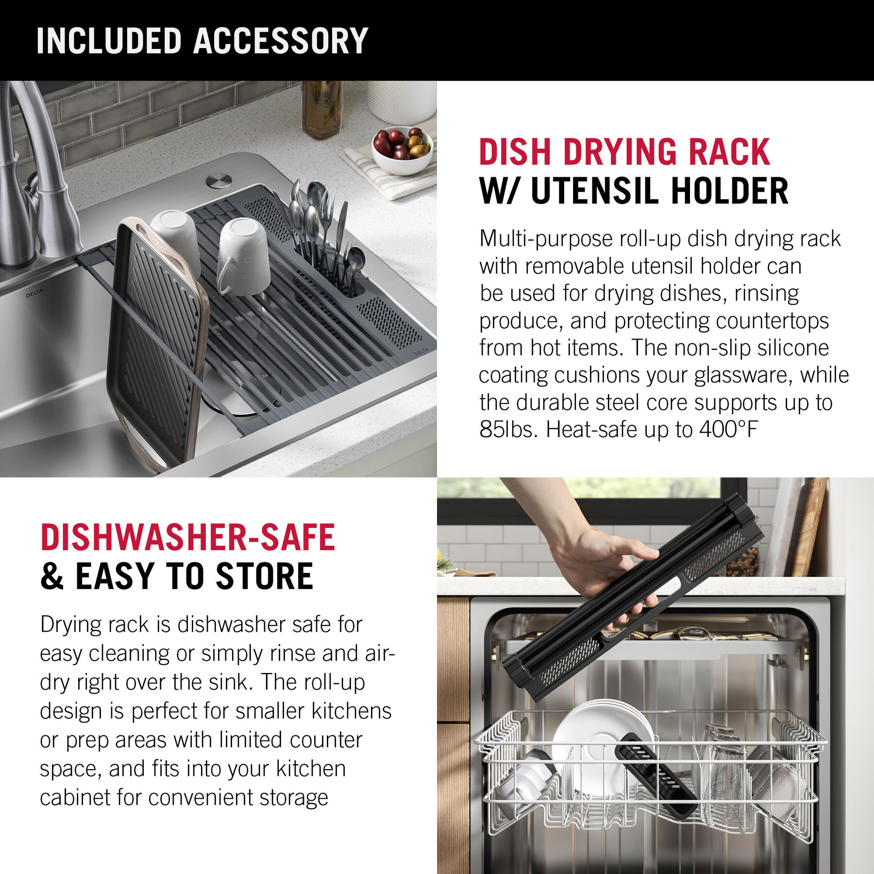 Lavabo de cocina tipo estación de trabajo con un receptáculo de acero inoxidable de 30" de montaje superior encastrado, con reborde WorkFlow™ y accesorios, imagen 2